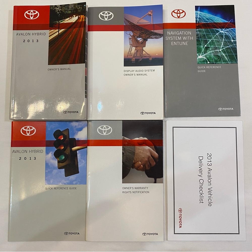 Lot of five 2013 Toyota Avalon Hybrid 
Manuals and Checklist